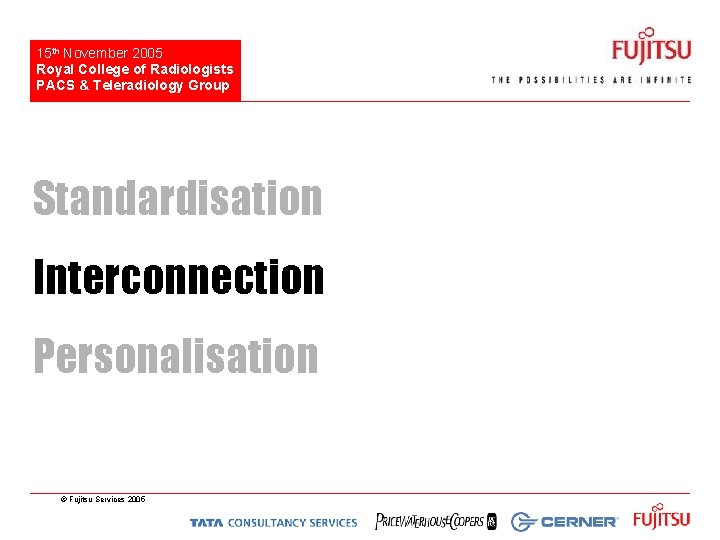 15 th November 2005 Royal College of Radiologists PACS & Teleradiology Group Standardisation Interconnection