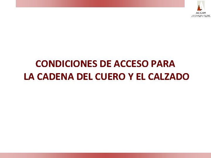 CONDICIONES DE ACCESO PARA LA CADENA DEL CUERO Y EL CALZADO 