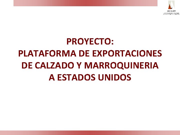 PROYECTO: PLATAFORMA DE EXPORTACIONES DE CALZADO Y MARROQUINERIA A ESTADOS UNIDOS 
