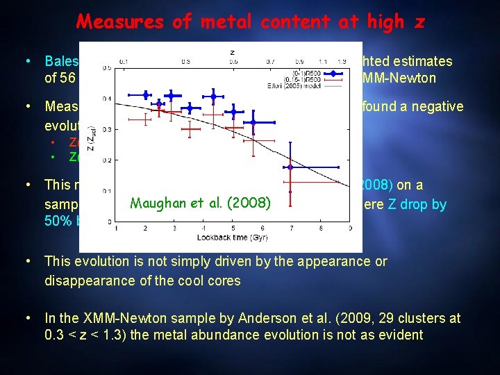 Measures of metal content at high z • Balestra et al. (2007) obtained single