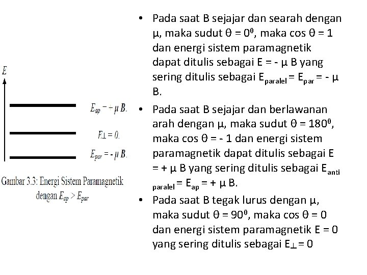  • Pada saat B sejajar dan searah dengan μ, maka sudut θ =