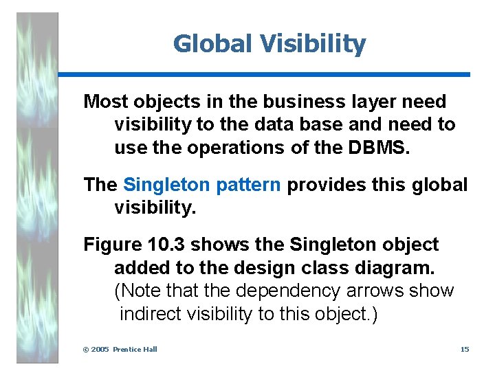 Global Visibility Most objects in the business layer need visibility to the data base