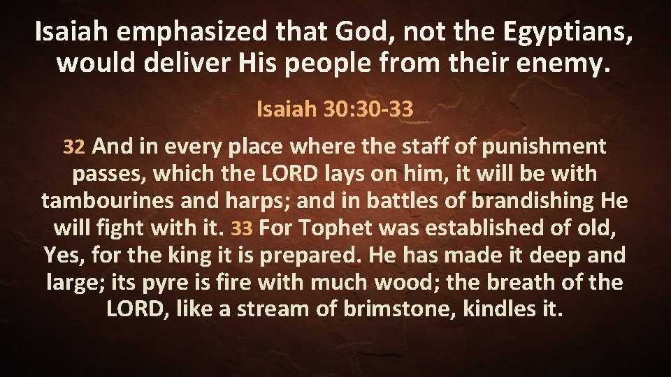 Isaiah emphasized that God, not the Egyptians, would deliver His people from their enemy.