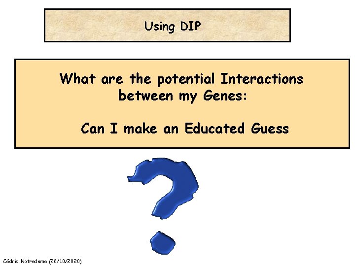 Using DIP What are the potential Interactions between my Genes: Can I make an