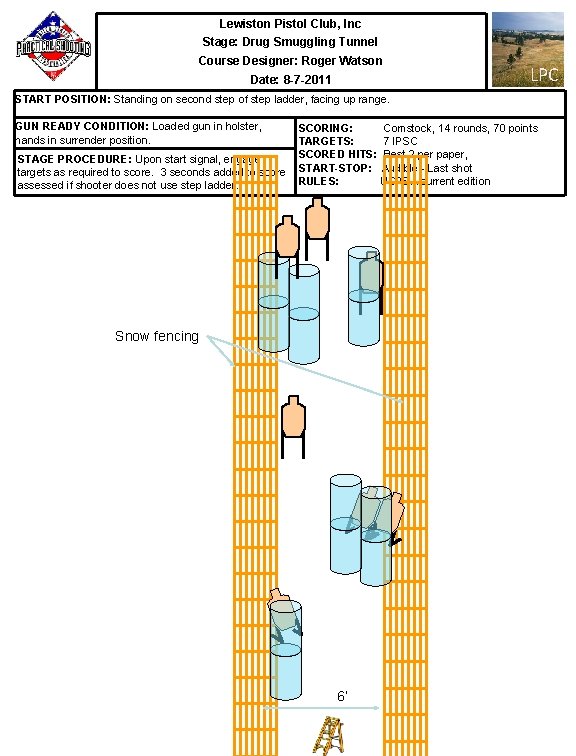 Lewiston Pistol Club, Inc Stage: Drug Smuggling Tunnel Course Designer: Roger Watson Date: 8