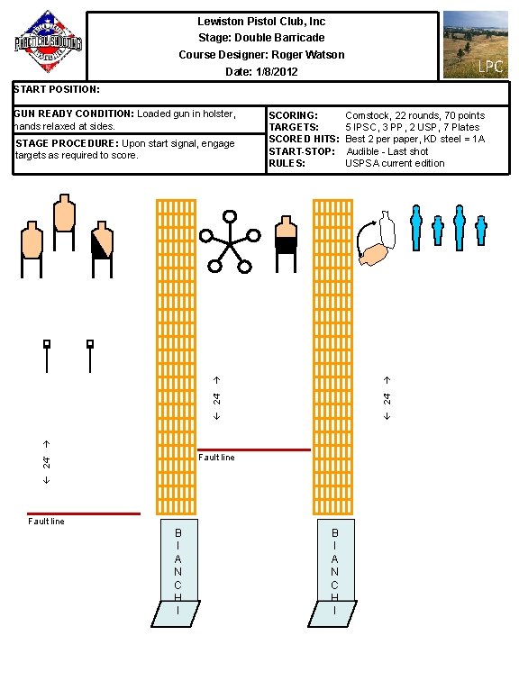 Lewiston Pistol Club, Inc Stage: Double Barricade Course Designer: Roger Watson LPC Date: 1/8/2012