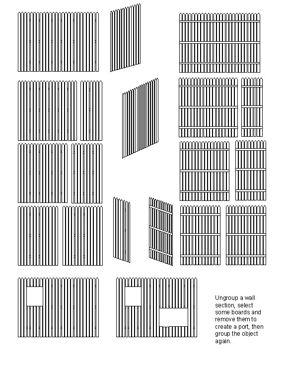 Ungroup a wall section, select some boards and remove them to create a port,