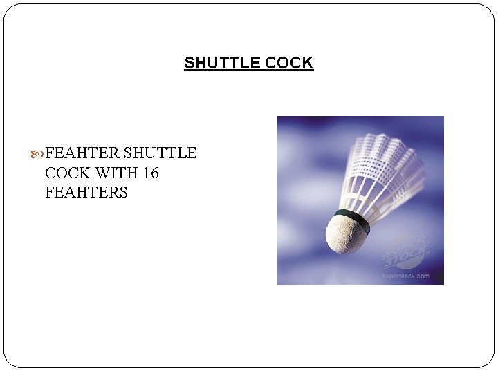 SHUTTLE COCK FEAHTER SHUTTLE COCK WITH 16 FEAHTERS 