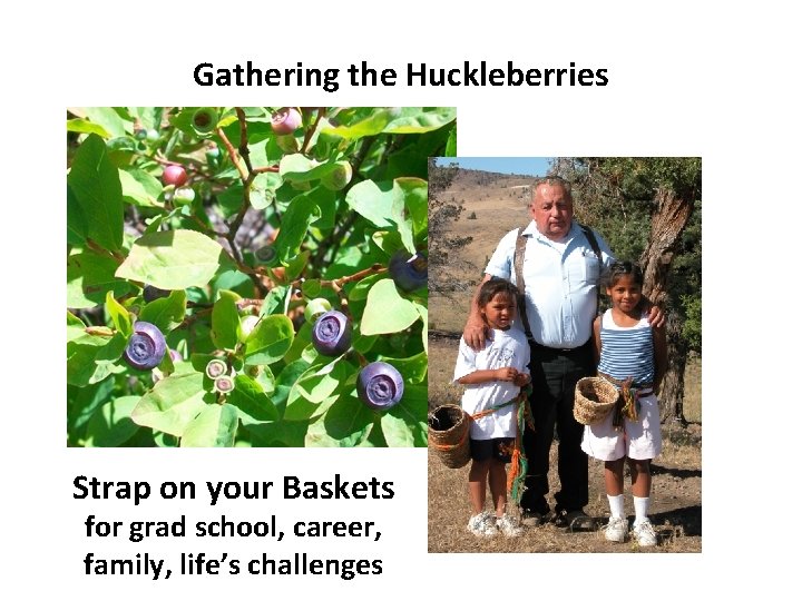 Gathering the Huckleberries Strap on your Baskets for grad school, career, family, life’s challenges