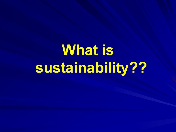 What is sustainability? ? 