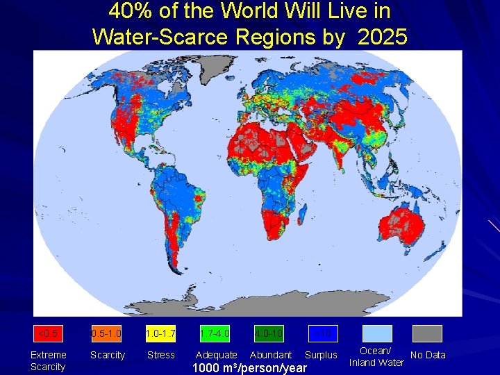 40% of the World Will Live in Water-Scarce Regions by 2025 <0. 5 -1.