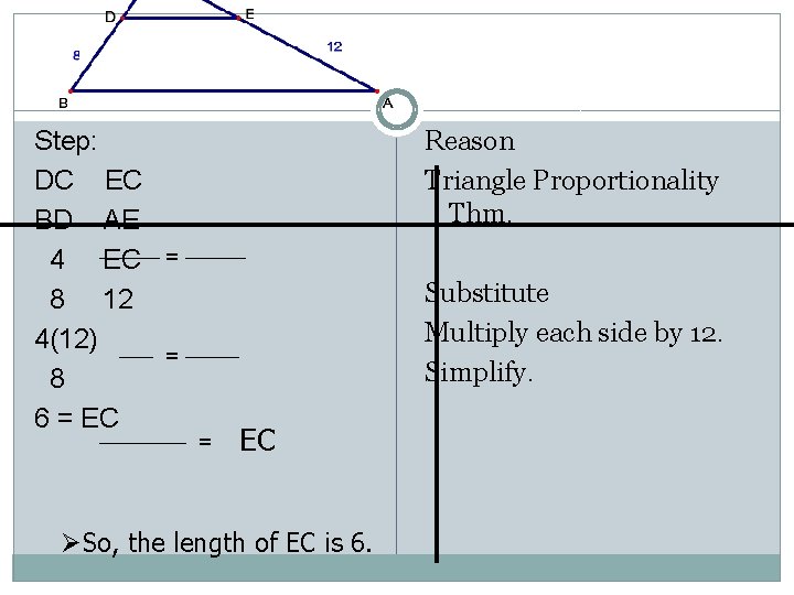 Step: DC EC BD AE 4 EC 8 12 4(12) 8 6 = EC