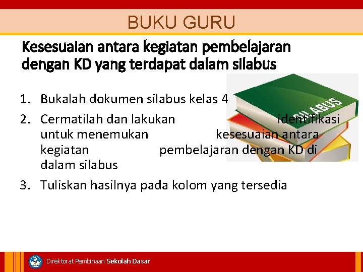 BUKU GURU Kesesuaian antara kegiatan pembelajaran dengan KD yang terdapat dalam silabus 1. Bukalah