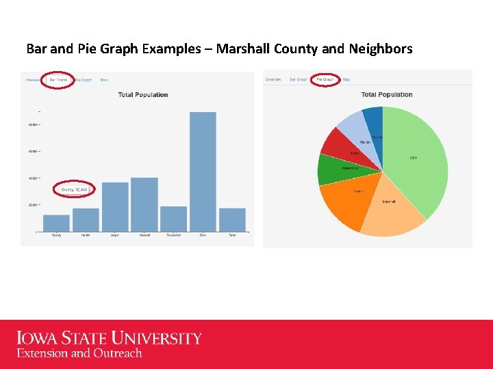 Bar and Pie Graph Examples – Marshall County and Neighbors 
