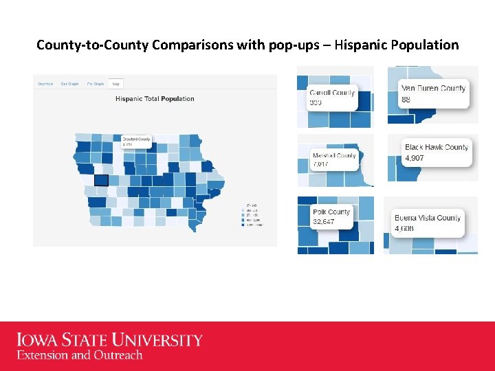 County-to-County Comparisons with pop-ups – Hispanic Population 