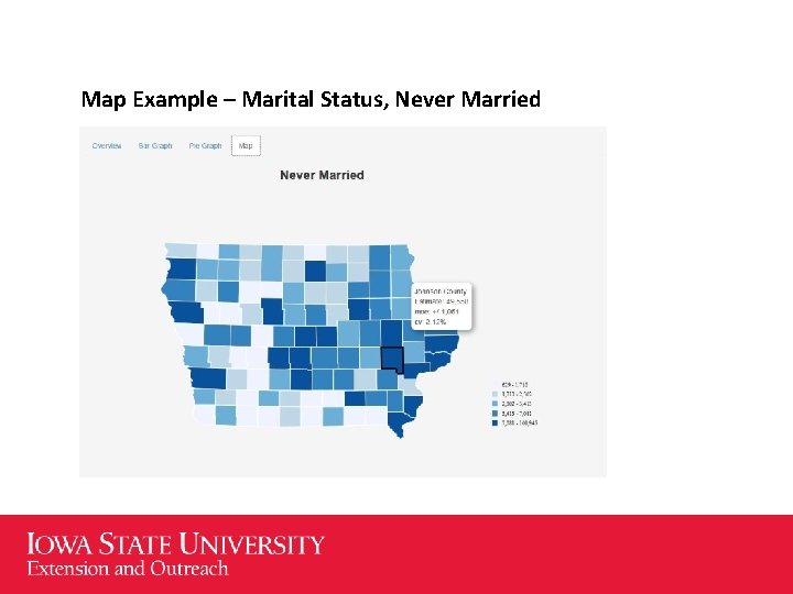 Map Example – Marital Status, Never Married 