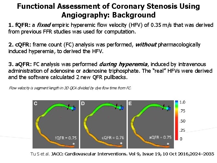 Functional Assessment of Coronary Stenosis Using Angiography: Background 1. f. QFR: a fixed empiric