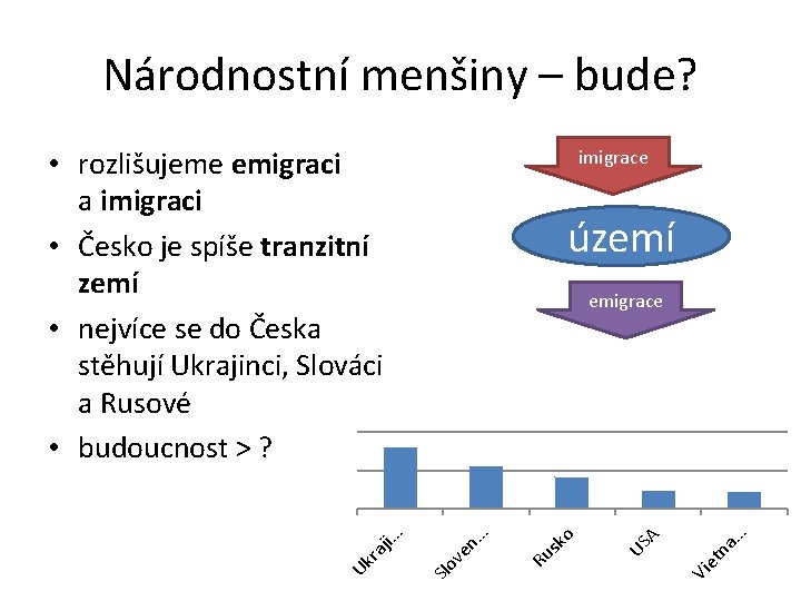 Národnostní menšiny – bude? • rozlišujeme emigraci a imigraci • Česko je spíše tranzitní