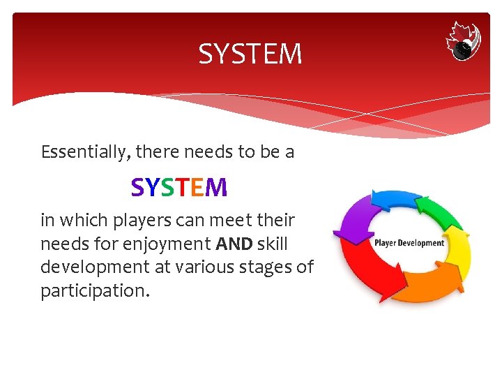 SYSTEM Essentially, there needs to be a SYSTEM in which players can meet their