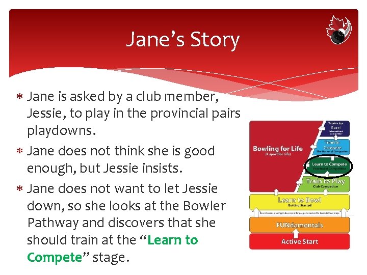 Jane’s Story Jane is asked by a club member, Jessie, to play in the