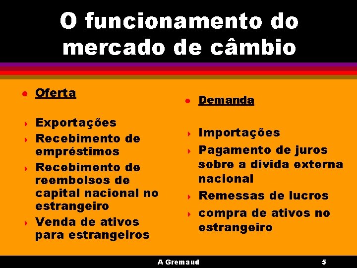 O funcionamento do mercado de câmbio l 4 4 Oferta l Exportações Recebimento de