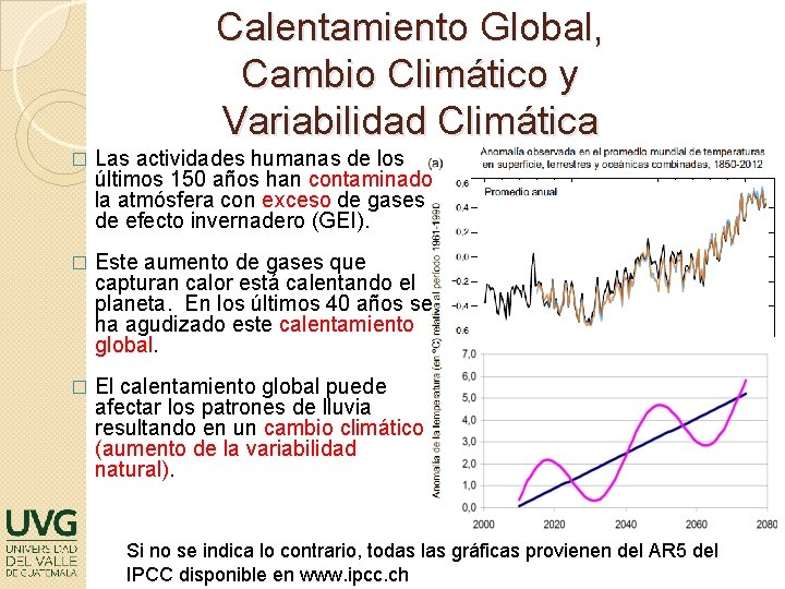 Calentamiento Global, Cambio Climático y Variabilidad Climática � Las actividades humanas de los últimos