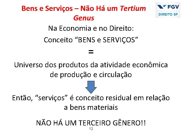 Bens e Serviços – Não Há um Tertium Genus Na Economia e no Direito: