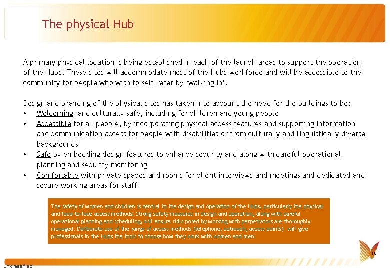 The physical Hub A primary physical location is being established in each of the