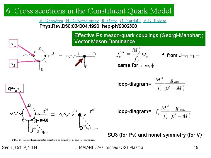 6. Cross secctions in the Constituent Quark Model A. Deandrea, N. Di Bartolomeo, R.