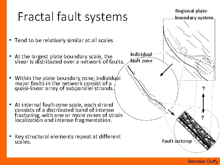 Fractal fault systems Regional plateboundary system • Tend to be relatively similar at all