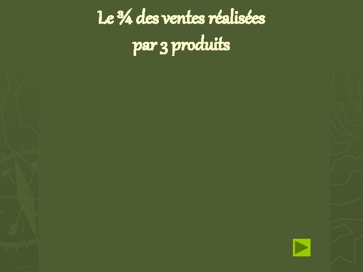 Le ¾ des ventes réalisées par 3 produits 