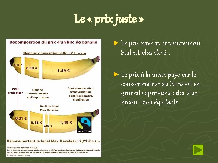 Le « prix juste » ► Le prix payé au producteur du Sud est