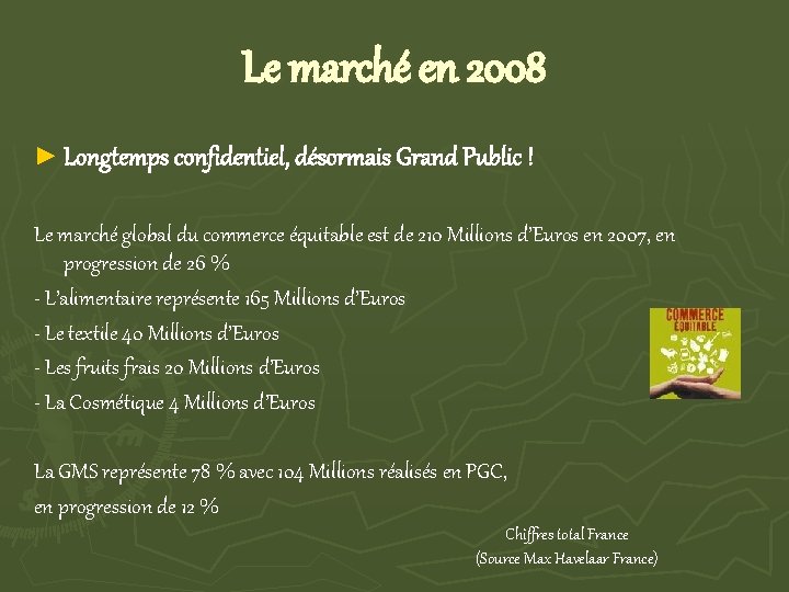 Le marché en 2008 ► Longtemps confidentiel, désormais Grand Public ! Le marché global