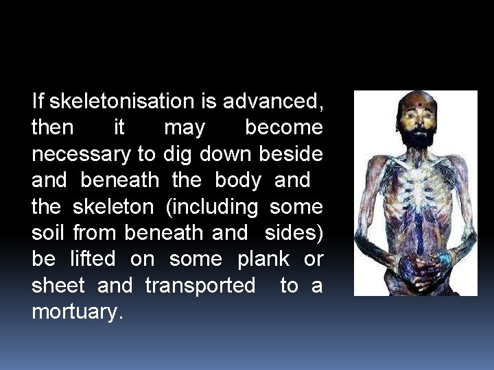 If skeletonisation is advanced, then it may become necessary to dig down beside and