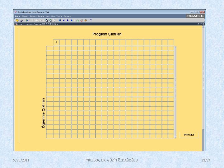 9/26/2011 YRD. DOÇ. DR. GÜZİN ÖZDAĞOĞLU 22/24 