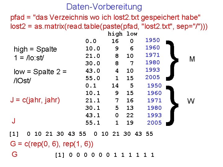 Daten-Vorbereitung pfad = "das Verzeichnis wo ich lost 2. txt gespeichert habe" lost 2