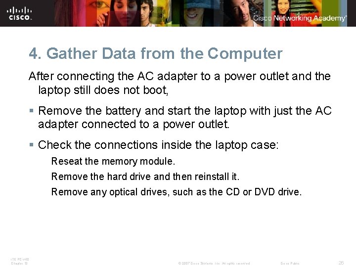 4. Gather Data from the Computer After connecting the AC adapter to a power