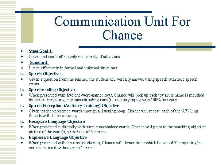Communication Unit For Chance w w w A. a. w b. w c. w
