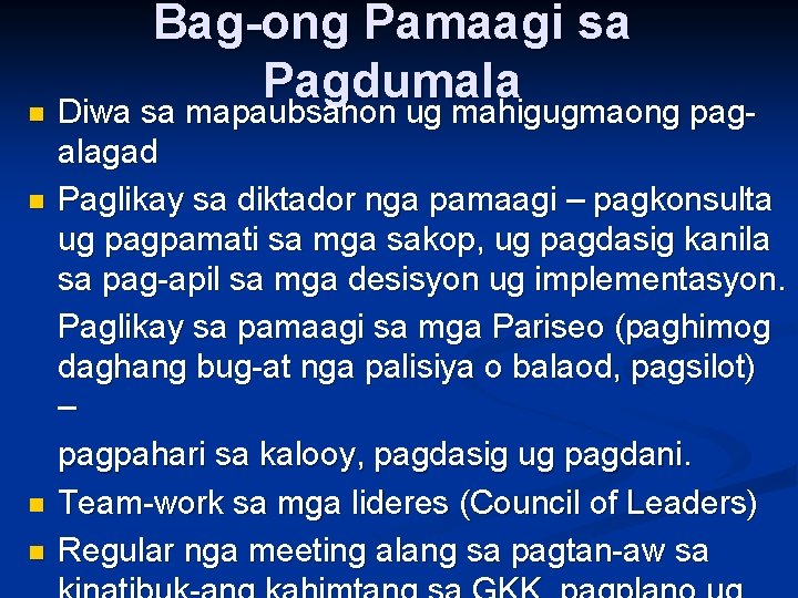 Bag-ong Pamaagi sa Pagdumala n Diwa sa mapaubsanon ug mahigugmaong pagn n Diwa sa