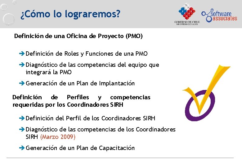 ¿Cómo lo lograremos? Definición de una Oficina de Proyecto (PMO) èDefinición de Roles y