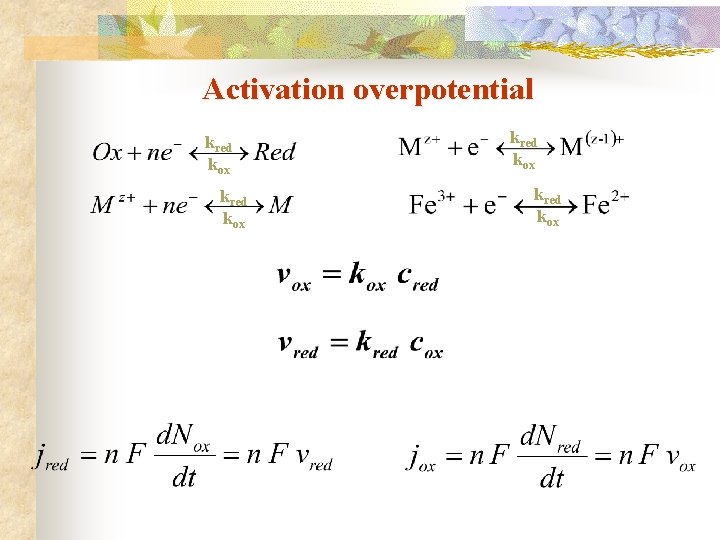 Activation overpotential kred kox 
