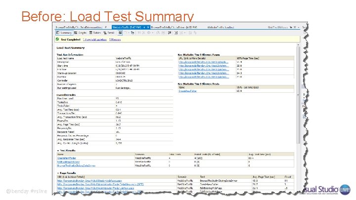Before: Load Test Summary @benday #vslive Before: Load Test Summary @benday #vslive