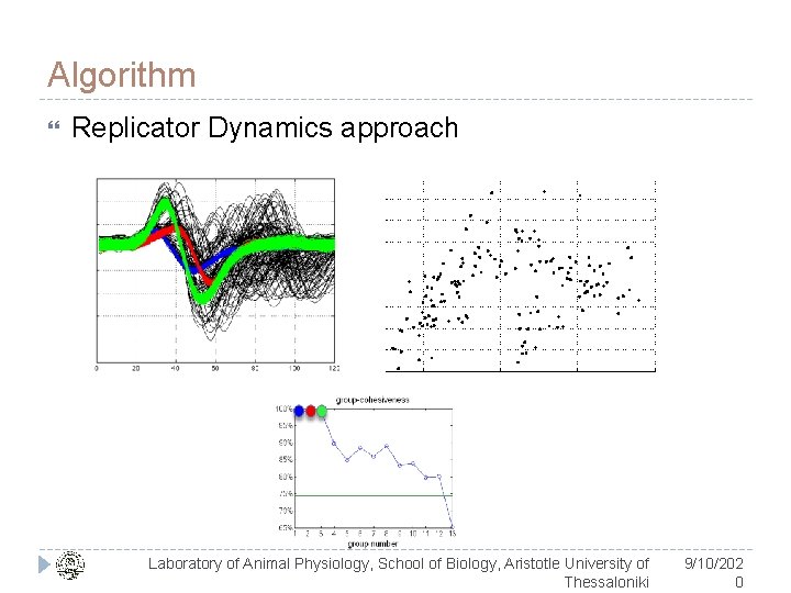 Algorithm Replicator Dynamics approach Laboratory of Animal Physiology, School of Biology, Aristotle University of