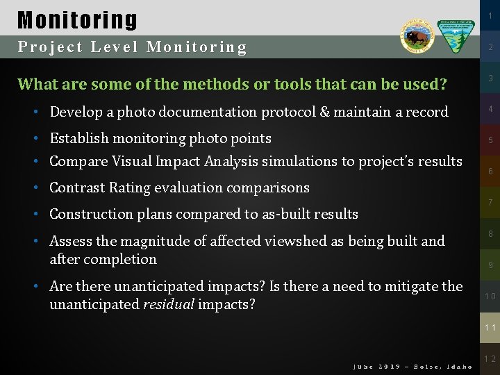 Monitoring 1 Project Level Monitoring 2 What are some of the methods or tools