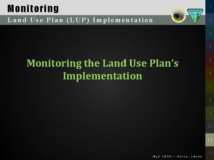 Monitoring 1 Land Use Plan (LUP) Implementation 2 3 4 Monitoring the Land Use