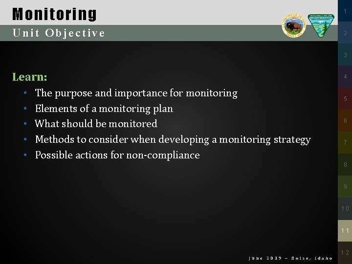 Monitoring 1 Unit Objective 2 3 Learn: • • • 4 The purpose and