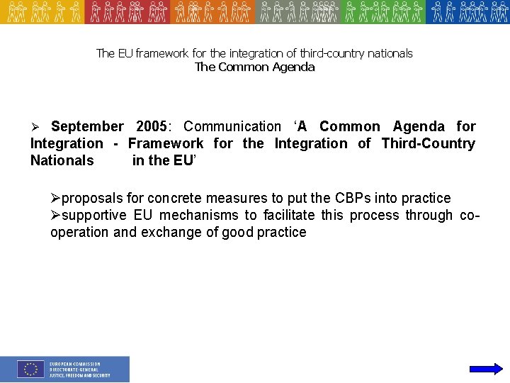 The EU framework for the integration of third-country nationals The Common Agenda September 2005: