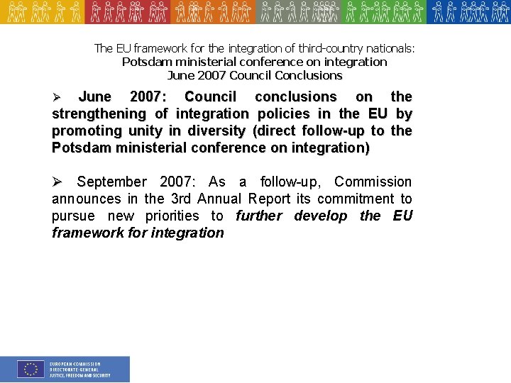 The EU framework for the integration of third-country nationals: Potsdam ministerial conference on integration