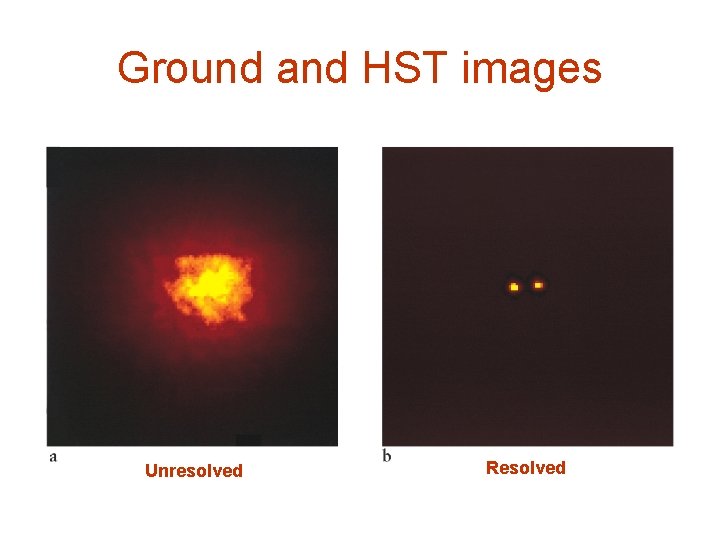 Ground and HST images Unresolved Resolved 