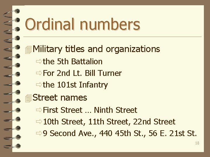 Ordinal numbers 4 Military titles and organizations ðthe 5 th Battalion ðFor 2 nd